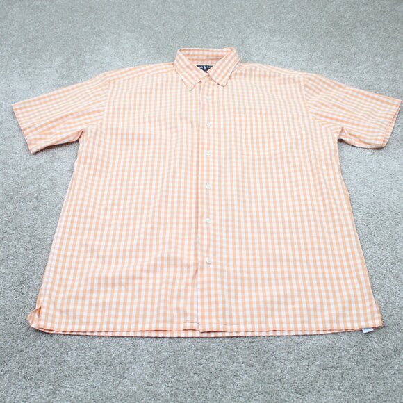 Ralph Lauren Greggor Shirt Mens Medium Orange/White Gingham Cotton S/S Button - Picture 2 of 10